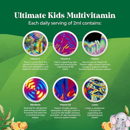 Bundle of Omega 3 Gummies for Kids, Tasty & Delicious and Liquid Multivitamin for Kids Immunity Support - Perfect DHA Omega 3,6,9 Gummies - Liquid Multivitamin Drops with DHA for Kids