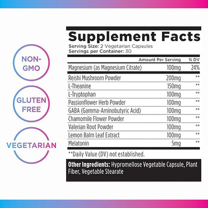 Livingood Daily Sleep Support, 5mg Melatonin (60 Vegetarian Capsules) - Natural Sleep Aid for Adults - Sleeping Pills Supplement with Valerian Root, Chamomile, Tryptophan, & GABA Promote Deep Sleep