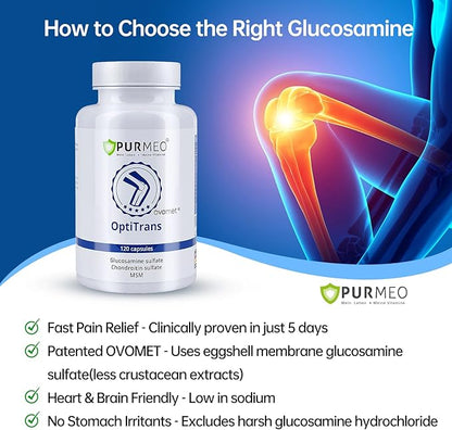 Low-Purine OVOMET Eggshell Membrane Glucosamine Chondroitin Sulfate MSM Boswellia Joint Supplement - Supports Mobility Comfort Strength Flexibility & Bone - Made in Germany - 60 Days Supply