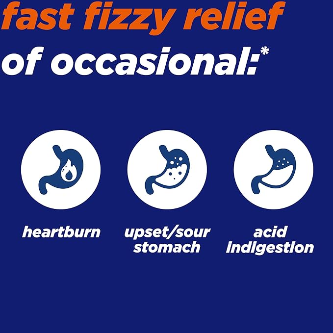 Alka-Seltzer Fizzy Melts, Dissolve on Tongue, No Water Needed, On-The-Go Dietary Supplement Antacid Tablets, for Relief of Occasional Heartburn and Acid Indigestion*, Orange Flavor, 64 Count