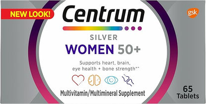 Centrum Silver Women's Multivitamin for Women 50 Plus, Multivitamin/Multimineral Supplement with Vitamin D3, B Vitamins, Non-GMO Ingredients, Supports memory and cognition in older adults - 65 Ct