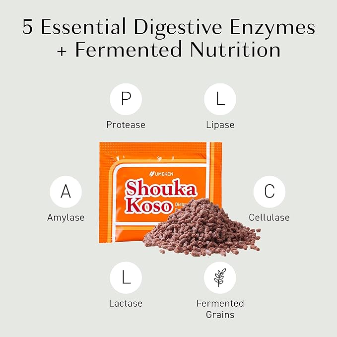 Umeken Shouka Koso, Digestive Enzymes from Fermented Vegetables and Grains, Japanese Supplement of Fermented Digestive Enzymes Probiotics, Made in Japan, 60 Packets, Pack of 1, 1 Month Supply
