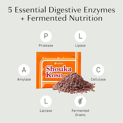 Umeken Shouka Koso, Digestive Enzymes from Fermented Vegetables and Grains, Japanese Supplement of Fermented Digestive Enzymes Probiotics, Made in Japan, 60 Packets, Pack of 1, 1 Month Supply