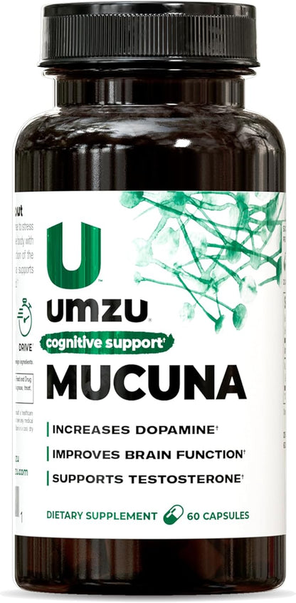 UMZU Mucuna Pruriens - Dopamine Production Support - Brain, Well-being & Memory Health - Antioxidants & Hormone Support - 30 Day Supply - 60 Capsules