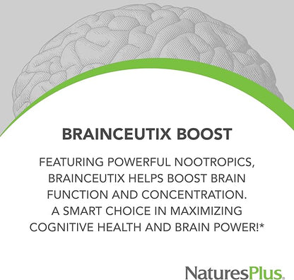 Natures Plus BrainCeutix Boost - 90 Capsules - Promotes Brain Energy, Memory & Concentration - Non-GMO & Gluten Free - 30 Servings