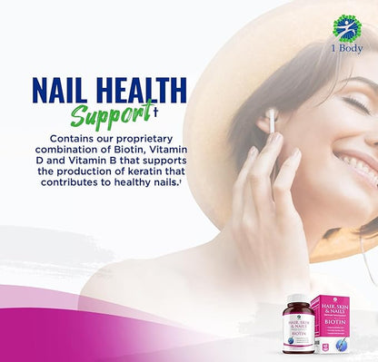 Hair, Skin and Nails Vitamin Supplement with Biotin, Each Bottle Contains 26 Essential Vitamins, 3 Bottle Pack, Growth Formula for Men and Women