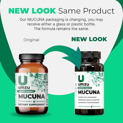 UMZU Mucuna Pruriens - Dopamine Production Support - Brain, Well-being & Memory Health - Antioxidants & Hormone Support - 30 Day Supply - 60 Capsules