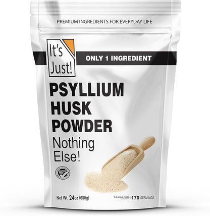 It's Just! - Psyllium Husk Powder, Easy Mixing Dietary Fiber, Cleanse Your Digestive System, Finely Ground Powder, Ideal for Keto Baking, Non-GMO (Unflavored, 24oz (Pack of 1))