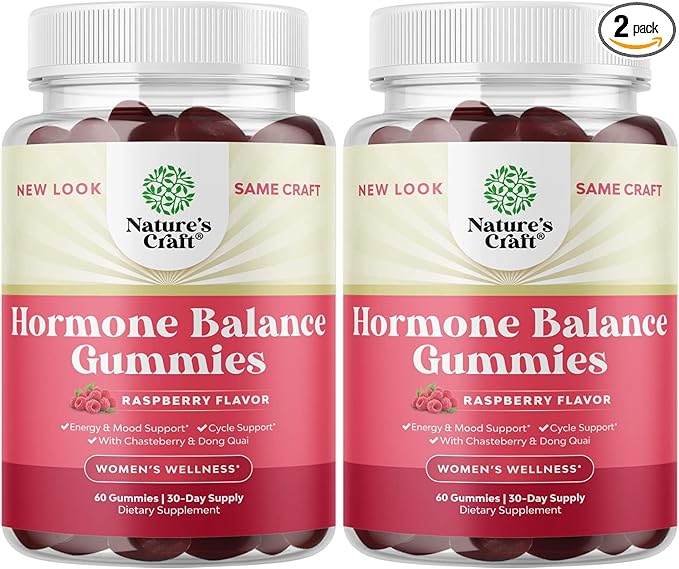 Hormone Balance for Women Gummies of All Ages - PMS Support Supplement for Women, Regulate Menstrual Cycle & Hormonal Balance, Menopause & Mood Swings with Vitamin B6 & Dong Quai - 60 Chews x2