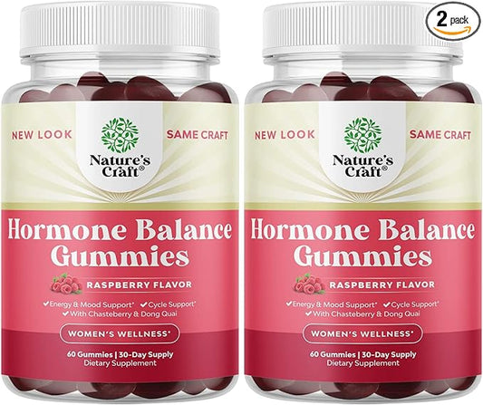 Hormone Balance for Women Gummies of All Ages - PMS Support Supplement for Women, Regulate Menstrual Cycle & Hormonal Balance, Menopause & Mood Swings with Vitamin B6 & Dong Quai - 60 Chews x2