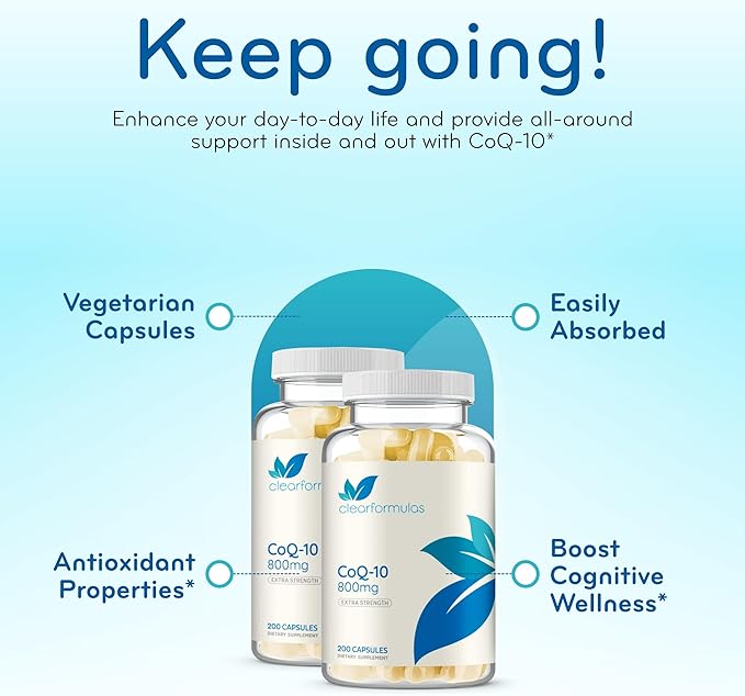 Extra Strength CoQ10 800mg - Quick Absorption Coenzyme Q10 800mg Potent Antioxidant for Heart Energy and Aging Support - High Stability CoQ10 Ubiquinone Caps - Made in a cGMP US Lab (200 Servings)