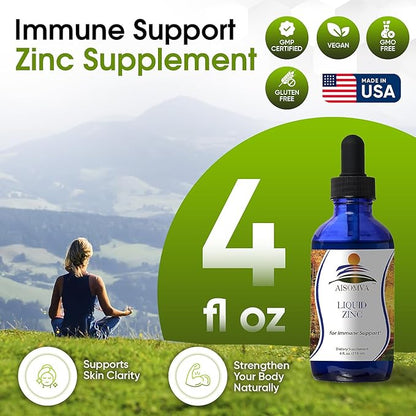 Liquid Zinc Drops - High Absorption Zinc Supplement for Immune Support, Healthy Bones & Skin - Fast-Acting & Made in USA (4 Fl Oz)