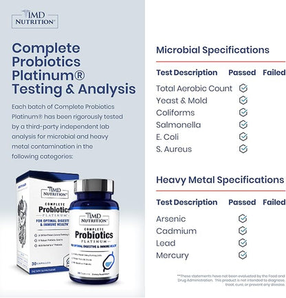 1MD Complete Probiotics Platinum | Supports Digestive Health | with Nourishing Prebiotics, 51 Billion Live CFU, 11 Strains, Dairy-Free | 30 Vegetable Capsules (2-Pack)