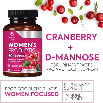 Women Probiotics For Digestive Health - Daily Vaginal PH Balance, Digestive & Feminine Health Support, 50 Billion CFU - 6 Unique Strains for Women - Womens Probiotic With Acidophilus - 60 Capsules