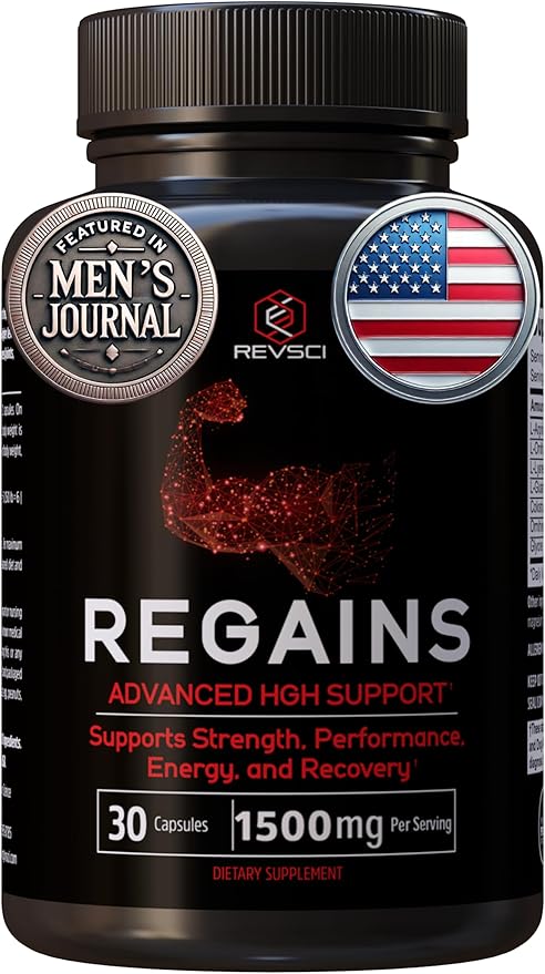 HGH Supplements for Men & Women - REVSCI Regains Starter Pack, HGH Human Growth Hormone Supplements for Men, Anabolic Muscle Builder for Men, Muscle Recovery Post Workout Supplement, 30 Protein Pills