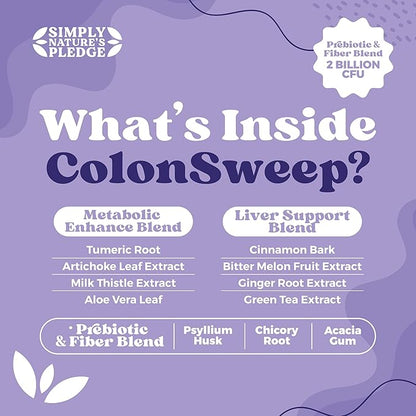 ColonSweep - Strawberry Flavored Probiotic Psyllium Husk Powder Colon Cleanser,7.8 oz. Fiber Supplement Support for Gut Health - Cleanse for Bloating Relief & Detox- 30 Servings (Pack of 3)