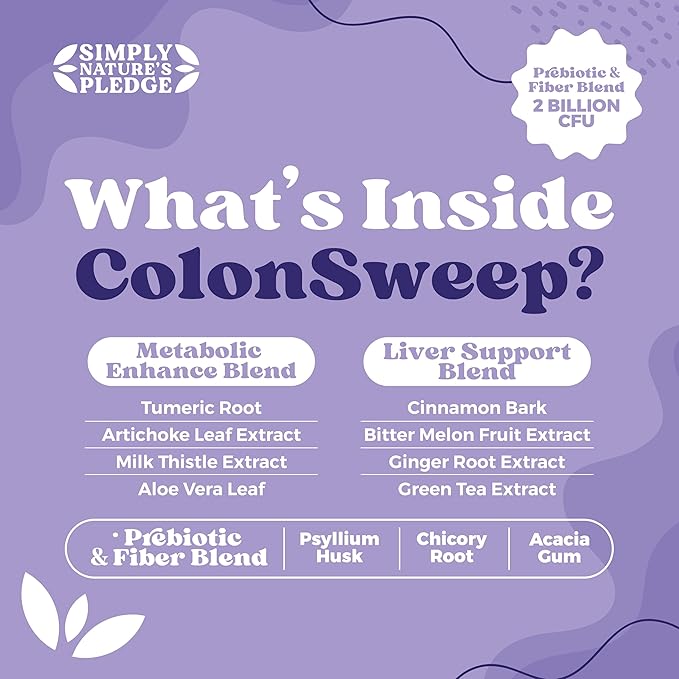ColonSweep - Strawberry Flavored Probiotic Psyllium Husk Powder Colon Cleanser,7.8 oz. Gluten Free Fiber Supplement Support for Gut Health - Safe Colon Cleanse for Bloating Relief & Detox- 30 Servings