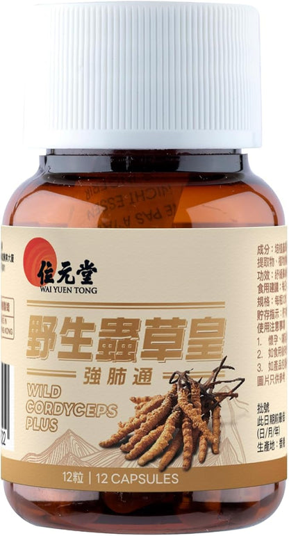 Wild Cordyceps Plus – Tibetan Wild Cordyceps & 5 Cultivated Cordyceps for Immune, Energy & Lung Support – 60 Capsules