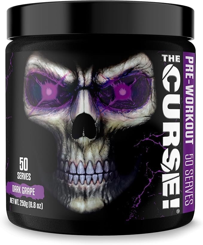 JNX SPORTS The Curse! Pre Workout Powder for Men & Women, Caffeine, Beta-Alanine, Creatine, L-Citrulline, 50 Servings, Dark Grape Flavor – Boost Energy, Strength & Focus
