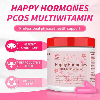New Upgrade Happy Hormones PCOS Multivitamin,Hormone Balance for Women-Cycle Support Supplements-Menopause and Mood Support Supplement PMS Support for Women (1)