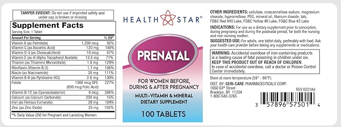 Prenatal Vitamins for Women Before, During & After Pregnancy Prenatal-Postnatal Multivitamins with Folic Acid & Minerals for Pregnancy Support| Daily Pregnancy Supplement, 100 Tablets