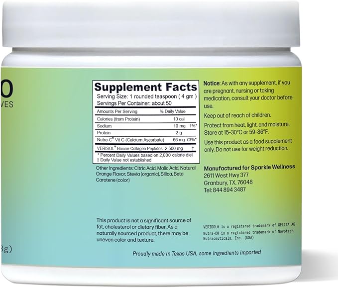 Skin Boost (Orange) [50-Serves] | Collagen Powder Supplement with VERISOL Bioactive Hydrolyzed Collagen Peptides & Vitamin C to Improve Skin, Hair & Nail Health