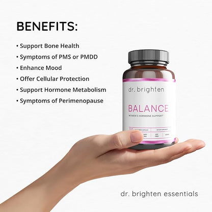 Dr. Brighten Balance - Hormone Balance for Women with Chasteberry and DIM - Targets Hormonal Acne, Period Issues, & PMS - Vegan, Non-GMO