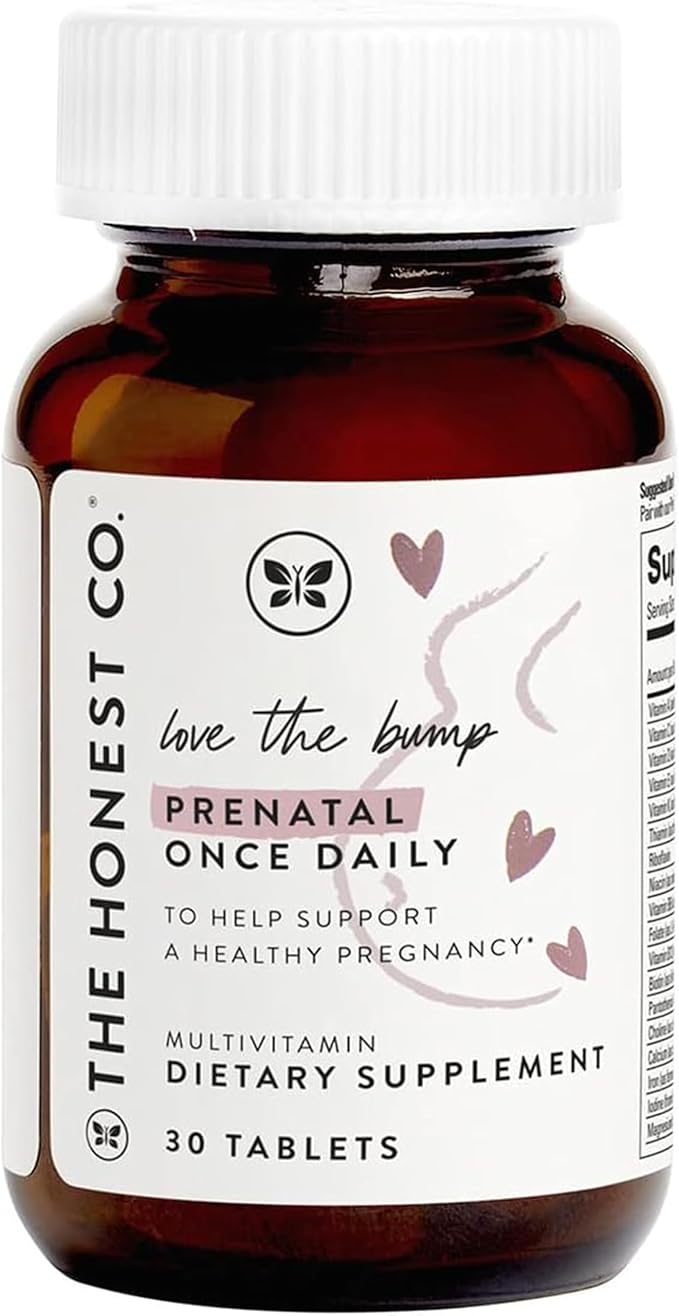 The Honest Company Love the Bump Prenatal Once Daily Supplement | NSF Certified, Non GMO Multivitamin | 30 Count Tablets