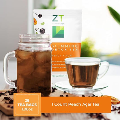 Dr. Zisman ZT Slimming - Peach and Acai Herbal Tea Blend with Ashwagandha, Rooibos and Acai - 28 Day Wellness Blend (28 Tea Bags)