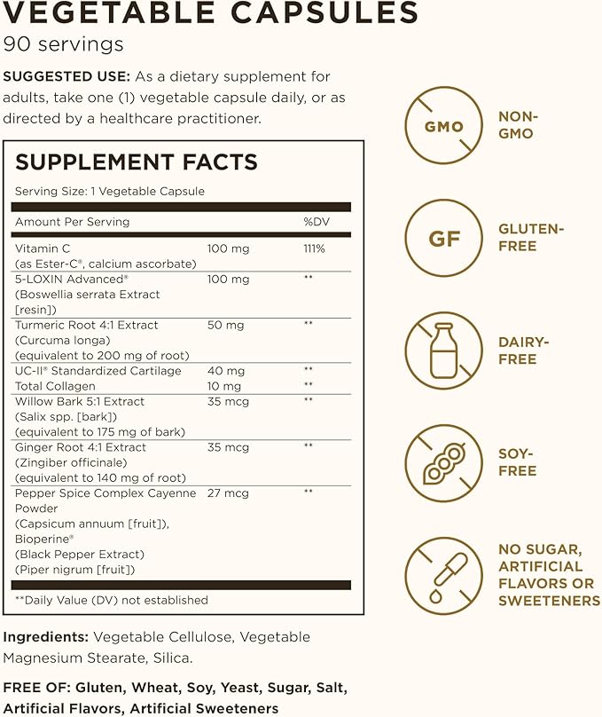 SOLGAR No. 7 Advanced Joint Support Complex - 90 Vegetable Capsules, Pack of 2 - Fast-Acting Formula - Non-GMO, Gluten Free, Dairy Free - 180 Total Servings