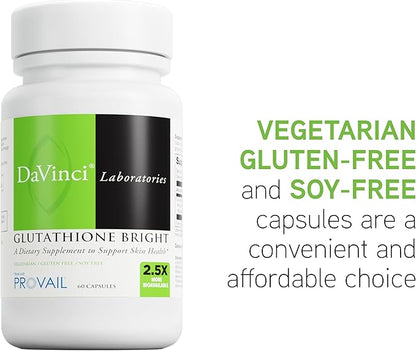 DAVINCI Labs Glutathione Bright - Helps Support Skin Health & Healthy Aging with Glutathione* - Easily Absorbable Formula - Gluten Free & Soy Free - 60 Vegetarian Capsules