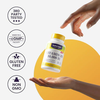 Healthy Origins Biotin 10,000 mcg (USP Grade, Non-GMO, Gluten Free, Hair Support, Nail Support), 360 Veggie Caps