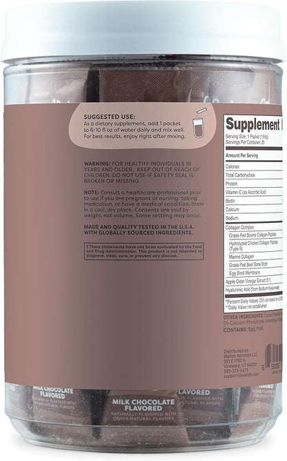 The Afterglow Multi Collagen Protein + Beauty (Chocolate) 20 Stickpacks - 15G Collagen Complex Per Serving