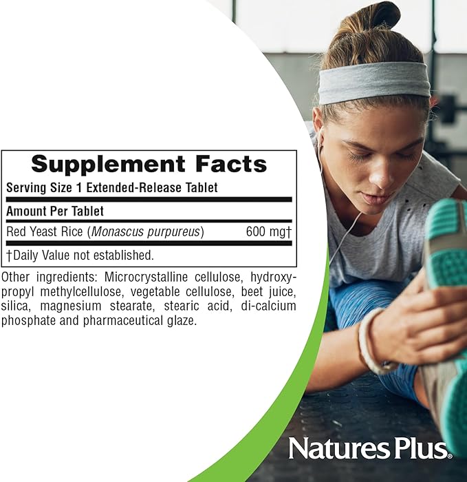 Natures Plus Herbal Actives Red Yeast Rice Extended Release 600 mg - 60 Tablets, Pack of 3 - Supports General Well-Being - Vegetarian, Gluten Free - 180 Total Servings