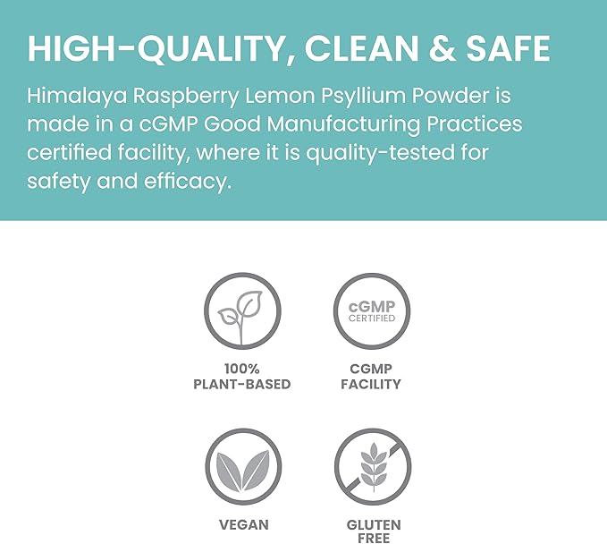 Himalaya Raspberry Lemon Psyllium Husk Powder, Daily Fiber Supplement for Digestive Health & Regularity, Sugar-Free, Gluten-Free, Vegan, No Artificial Colors, Easy-to-Mix, 12 oz (340 g)
