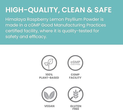 Himalaya Raspberry Lemon Psyllium Husk Powder, Daily Fiber Supplement for Digestive Health & Regularity, Sugar-Free, Gluten-Free, Vegan, No Artificial Colors, Easy-to-Mix, 12 oz (340 g)