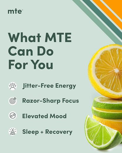MTE Healthy Energy Drink Powder for Focus & Productivity | No Sucralose | No Caffeine | Nootropic Energy | Adaptogenic