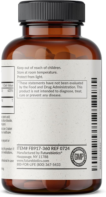 Futurebiotics Vitamin K2 with D3, 2 in 1 Support, 5000 IU Vitamin D3 & 90 mcg Vitamin K2 MK-7 Non-GMO, 360 Tablets