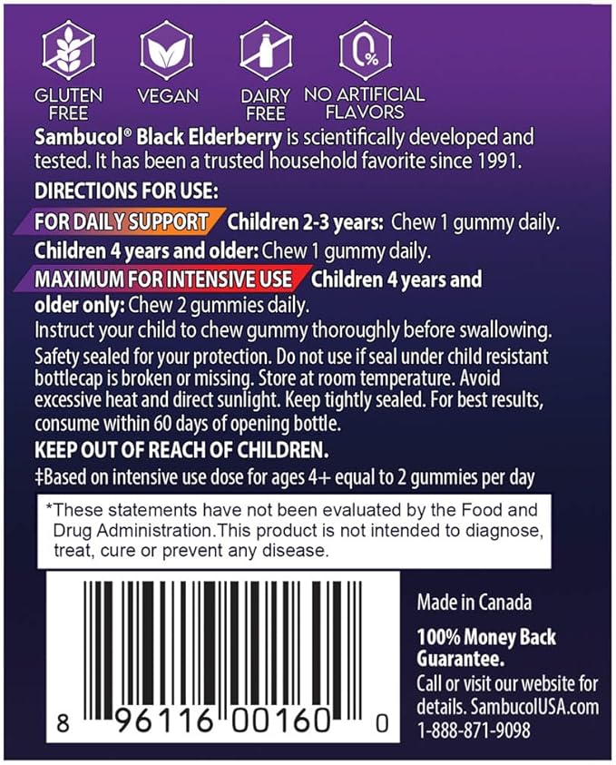 Sambucol Black Elderberry Gummies for Kids - Elderberry Kids Gummies, Kids Elderberry Gummies with Zinc and Vitamin C, Elderberry for Kids - 30 Count