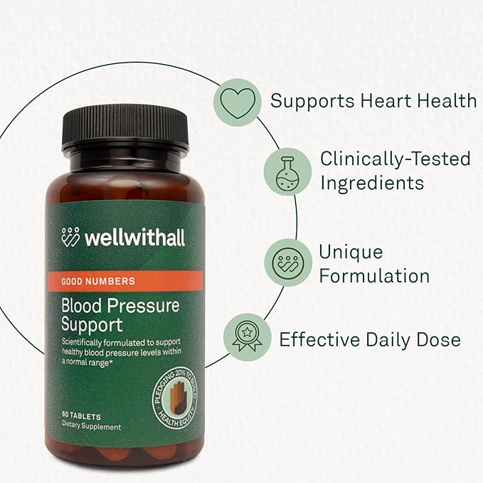 Blood Pressure Support Supplement | Supports Healthy Blood Pressure & Circulation | Heart Healthy Energy Formula with Grape Seed Extract, Magnesium & Natural Ingredients | 60 Tablets