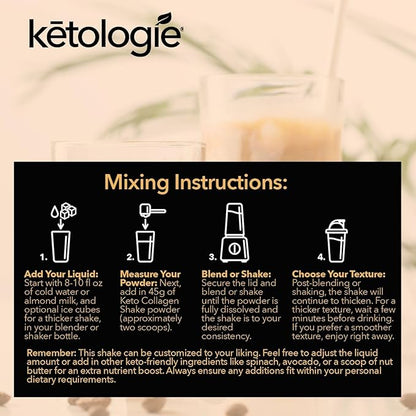 Keto Collagen Shake (Salted Caramel) - with Coconut Oil, Prebiotics, Grass Fed Hydrolyzed Collagen Peptides Type I & III, Low Carb, Gluten Free,1.78lbs. (810g)