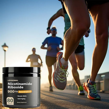 NAD Supplement - NAD Nicotinamide Riboside 900 mg, Resveratrol, Quercetin - NAD Supplement for Anti-Aging, Energy, Focus - 80 Capsules