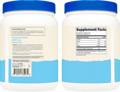 Nutricost Collagen Peptides Powder 1LB (454 G) - Grass Fed Bovine Collagen Hydrolysate (Unflavored)