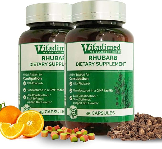 Rhubarb - Herbal Constipation Relief, Occasional Colon Cleanse| Herbal Stool Softener, Lower Bowel Stimulator, Gentel Alternative to laxatives for Adult| Regularity| 90 Capsules