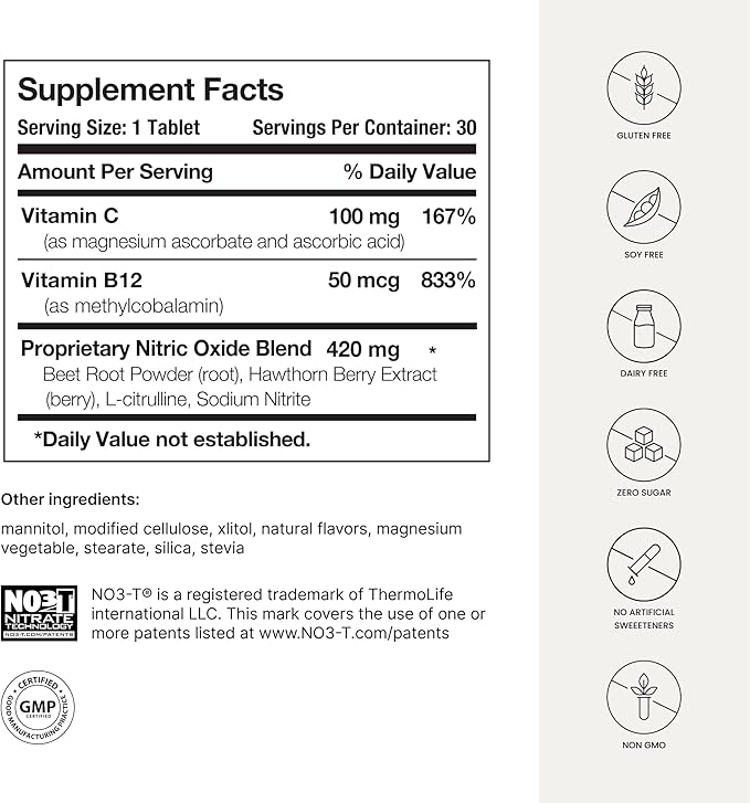 HumanN Neo40 Daily Heart & Blood Circulation Supplements to Boost Nitric Oxide - Supports Blood Pressure - from Maker of SuperBeets -Includes 30 Dissolvable Tablets - Tasty Fruity Flavor