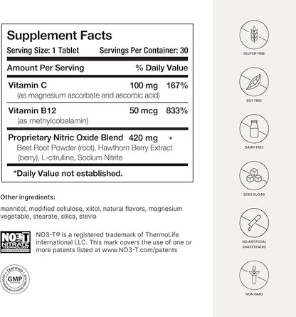 HumanN Neo40 Daily Heart & Blood Circulation Supplements to Boost Nitric Oxide - Supports Blood Pressure - from Maker of SuperBeets -Includes 30 Dissolvable Tablets - Tasty Fruity Flavor