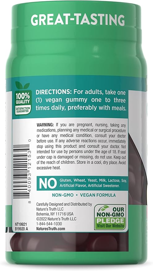 Nature's Truth Ginkgo Biloba Gummies | 100mg | 50 Count | Peach Raspberry Flavor | Vegan, Non-GMO & Gluten Free Extract Supplement