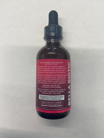 Liquid Probiotics for Women Drops with Chasteberry, Black Cohosh, Prebiotics, Digestive Enzymes, Evening Primrose Oil, Wild Yam, Cranberry Dmannose and Iron Vitamin D3 K2 Clean Nutra Bella Biotics (2)