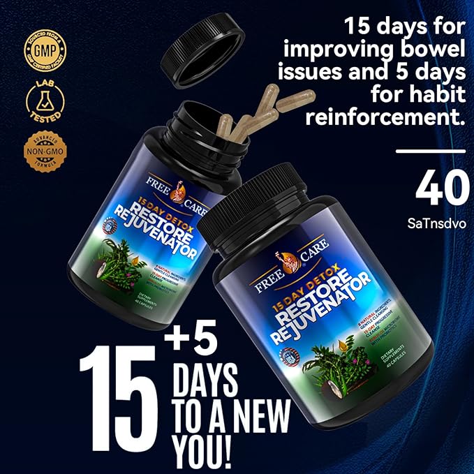 Colon Cleanse 15+5Day Upgrade,Advanced Gut Cleanse Detox for Women & Men Fast Natural Laxative for Constipation Relief with Cascara Sagrada, Psyllium Husk, Senna Leaf & Probiotics, Non-GMO