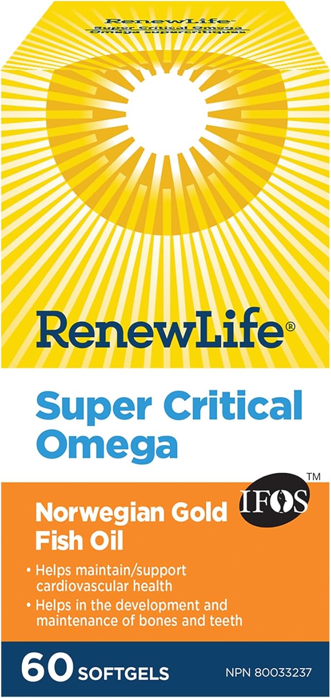 Renew Life Norwegian Gold Adult Fish Oil - Super Critical Omega, Fish Oil Omega-3 Supplement - Gluten & Dairy Free - 60 Burp-Free Softgel Capsules